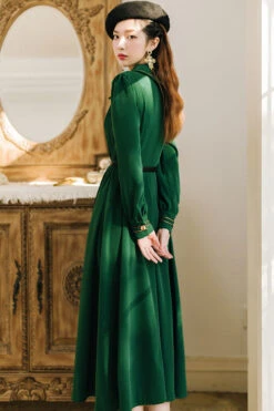 Solid Color Navy Style Vintage Lapel Collar High Waisted Long Sleeves Classic Lolita Dress -LolitaInside 43c9d271962543561ea140afd073c87d