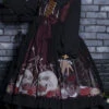 Black/Red Lapel Collar Long Sleeves High Waisted Printed Gothic Lolita OP Dress -LolitaInside 43d74347aec82de24be8d725248a128f