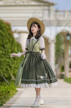 Multi-Color Doll Collar Embroidered Short Sleeves Classic Lolita Dress -LolitaInside 4442d28a52a90d0bf35d506aed0268c4