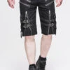 Black Punk Rock Adjustable Zippered Summer With Loops Shorts Mens Pants