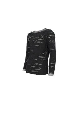 Black Diamond Mesh Irregular Hole Long-Sleeved Men's Punk T-Shirt -LolitaInside 449a43c268f399282aba1513e9cf3a4a