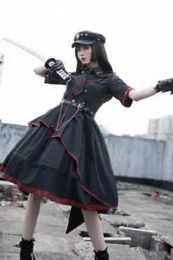 Black Military Style JK Set Irregular Gothic Lolita Dress -LolitaInside 44ecd5734e03f3dc90242ca95348108c