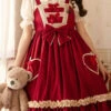 Wine Love Heart Shape Pockets Bowknot Classic Lolita Jsk Dress -LolitaInside 457ee231da0217aed39be51ca7ba96d0