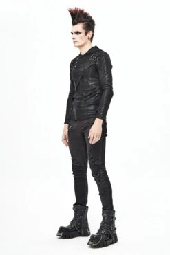 Black Punk Glued Fake Two Pieces Mens Pants -LolitaInside 46c922bf80fde93e17ecdd98e2ed0f37