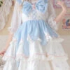 White/Blue Multi-Layer Ruffled High Waist Sweet Lolita Layered JSK Dress -LolitaInside 46f0c3d97c23024177403671cecf2c00