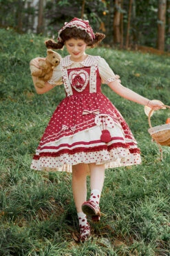 Red Polka Dot Print Multi-Layer Ruffled Sweet Lolita JSK Dress -LolitaInside 47014a2aaeaf1a138d127b323db866dc