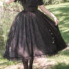 Black Daisy Print Cherry Embroidery Edwardian Collar Short Sleeves Gothic Lolita Dress -LolitaInside 478d13773ac6431dfa2fd3f3525333de