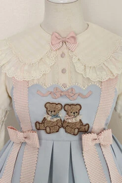 Blue Sheep & Bear Print Alice Girl Bowknot Ruffled Sweet Lolita JSK Dress -LolitaInside 48d7864c130e2ed40a13a06bb63ea1ac