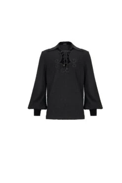 Black Embroidered Chest With Drawstring Strappy Puff Sleeved Men's Gothic Shirt 13 Black Embroidered Chest With Drawstring Strappy Puff Sleeved Men's Gothic Shirt -LolitaInside 4a33c4de8fb06681d10c46fa026a6904