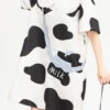 Black/White Doll Collar Short Sleeves Milk Cow Print Sweet Lolita Dress