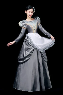 Gray Boat Neck Long Sleeves Floral Print Victorian Lolita Prom Dress -LolitaInside 4a8b1433f27fb28ec24c89d25d5a6290