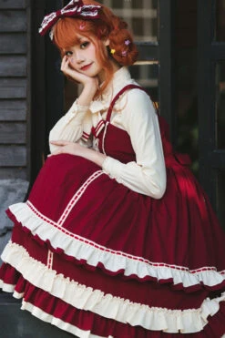 Court Style High Waisted Bowknot Ruffled Multi-Layer Classic Lolita Jsk Dress 10 Court Style High Waisted Bowknot Ruffled Multi-Layer Classic Lolita Jsk Dress -LolitaInside 4a95567cb766b48034c271b6d2969b49