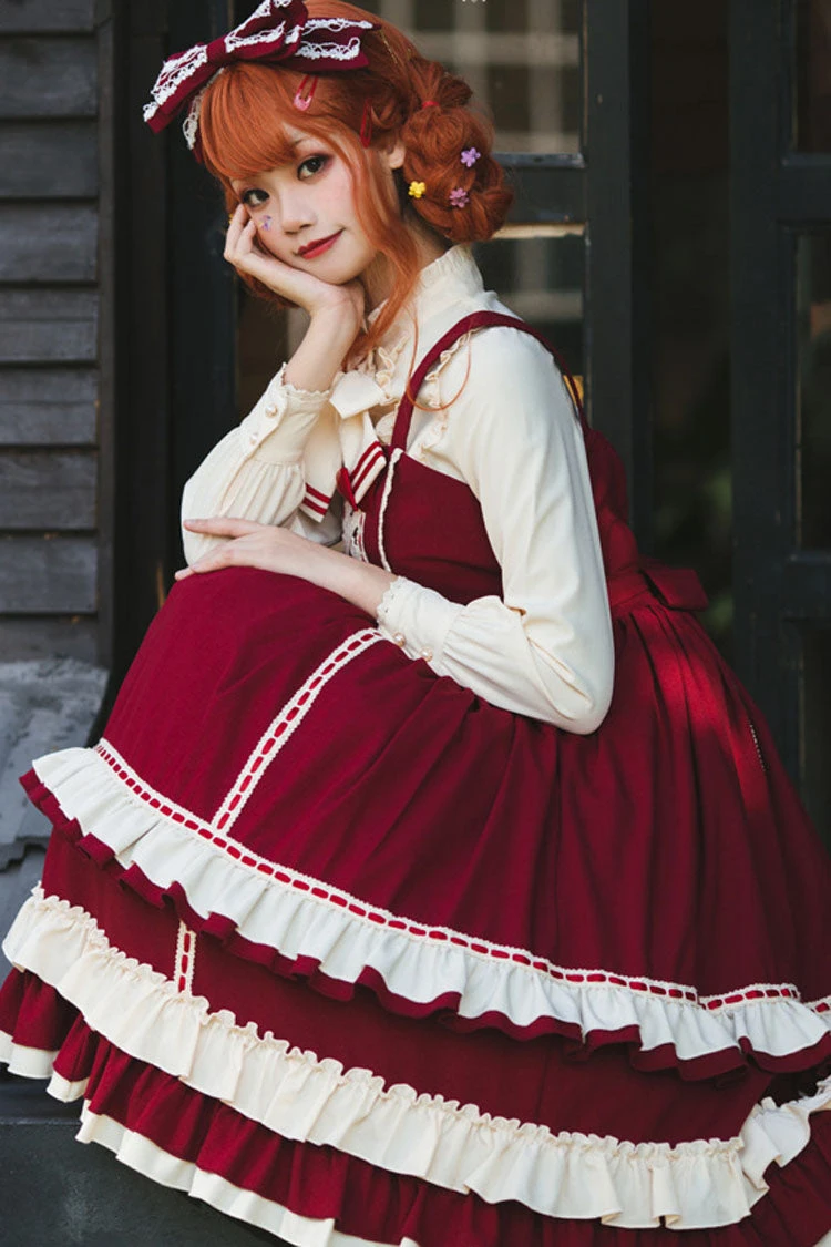 Court Style High Waisted Bowknot Ruffled Multi-Layer Classic Lolita Jsk Dress 5 Court Style High Waisted Bowknot Ruffled Multi-Layer Classic Lolita Jsk Dress - Image 3