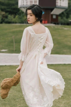 White Lantern Half Sleeves Lace Floral Embroidery Print Sweet Lolita Op Dress 10 White Lantern Half Sleeves Lace Floral Embroidery Print Sweet Lolita Op Dress -LolitaInside 4a9f465c2a2a794e36e901c15748a547