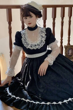 Round Collar Lace Long Sleeves Miss Winnie Plus Size Sweet Lolita OP Dress -LolitaInside 4c161f5d5d05fc9a9e120dfd4a82e14f