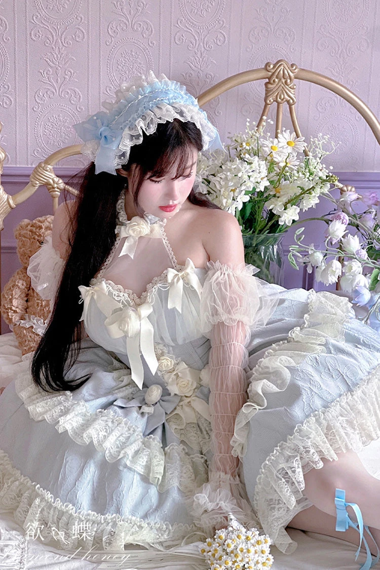 Princess Sleeveless Ruffle Bowknot Lace Sweet Lolita Jsk Dress 4 Colors 9 Princess Sleeveless Ruffle Bowknot Lace Sweet Lolita Jsk Dress 4 Colors - Image 7