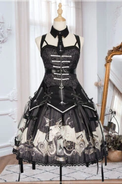 Black New Pirate Ship Print Full Set Gothic Lolita JSK Dress -LolitaInside 4c8dadf86fd9da99e3257d8aad66d9a7
