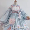 Blue Pop Sugar Bowknot Long Sleeves Love Pocket Decoration Multi-Layer Ruffled Sweet Lolita OP Tiered Dress -LolitaInside 4ca9d026396499b6c1d300d7d323c3d1
