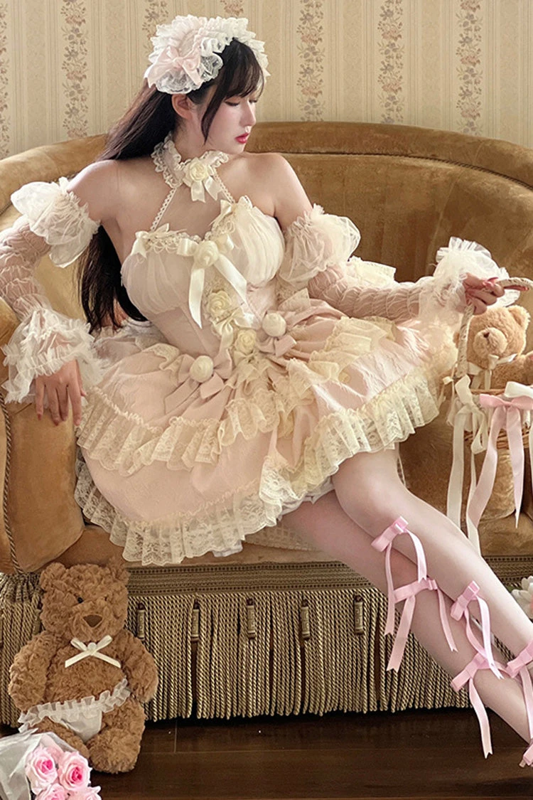 Princess Sleeveless Ruffle Bowknot Lace Sweet Lolita Jsk Dress 4 Colors 4 Princess Sleeveless Ruffle Bowknot Lace Sweet Lolita Jsk Dress 4 Colors - Image 2
