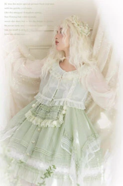 Green Doll Window Ruffle Sweet Lolita Jsk Tiered Dress -LolitaInside 4dbb8e455e44fa383518161a8ab257e0
