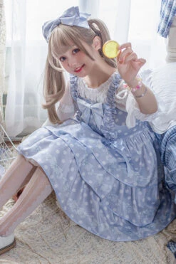 Polka Dot Print Sleeveless Bowknot Multi-Layer Ruffled High Waisted Sweet Lolita Tiered JSK Dress -LolitaInside 4e622a7deba7597e9dafbc9981024e99