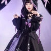 Black/Purple Cat Paw Print Bowknot Gothic Lolita Jsk Dress Set -LolitaInside 4e8b401dc5b9e938e6f37421ba6f5d34