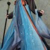 Black/Blue Hot Stamping Embroidered Ancient Flowy Classic Hanfu Dress Full Set