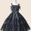 Black Three-section Cake Sleeveless Ribbon Sweet Lolita Tiered Dress 2 Black Three-section Cake Sleeveless Ribbon Sweet Lolita Tiered Dress -LolitaInside 4ea019a10747cedf5581d299540c7330