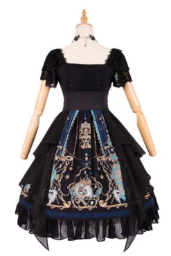 Black God's Salvation Square Collar Short Sleeves Lace Ruffled Gothic Lolita OP Dress -LolitaInside 4fc82f9c84b2e9ab7aabd172bf4a49e3
