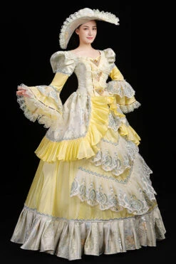 Trumpet Sleeves High Waisted Ruffled Multi-Layer Hollow Embroidery Print Victorian Lolita Prom Dress -LolitaInside 527fda23dbacdd1ad60276e8b2a19bf1