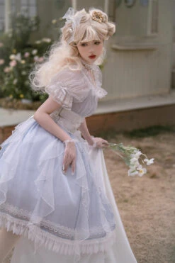 Blue Round Collar Mermaid Tears Short Sleeves Bowknot Sweet Princess Lolita Dress -LolitaInside 52a87a03d63e66e6c7f4a2e0e8b439bf