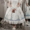 White Ruffle Short Sleeves Whale Paradise Print Sweet Lolita Dress Set -LolitaInside 535f90ce6c2b6287a8ad6a456353f57a
