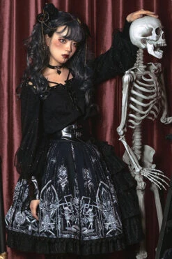 Dark Black Eye Of Red Heart Print High Waisted Gothic Lolita Skirt Dress 8 Dark Black Eye Of Red Heart Print High Waisted Gothic Lolita Skirt Dress -LolitaInside 54164e6366b7d41e536c6d1afda493ec