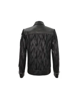 Black Metal Ring Perforated Lapel Lapel Button Handsome Men's Punk Jacket -LolitaInside 54261acdb443bb4830046fbf18742c7d