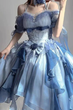 Blue Short Sleeves Hanayome Bowknot Sweet Elegant Princess Lolita Dress -LolitaInside 5437d947dba157283954b39167d9b21e