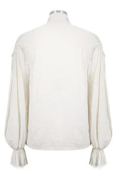 White Straight Collar Puff Sleeve Jacquard Mens Punk Blouse -LolitaInside 5558471ae37a97ca134ce44f02dca6b4