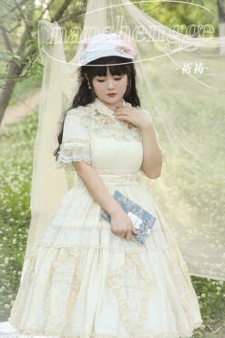Beige Ruffled Round Collar Lace Cross Floral Embroidery Short Sleeves Plus Size Sweet Lolita OP Dress -LolitaInside 55c1fc7a79213b6a2e37eeed628c1761 af0523aa 647a 4c94 aae4 606c4e458143