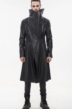 Black Gray Punk Exaggerated Large Collar Design Thick Rope Decoration Handsome Slim Men's Long Coat -LolitaInside 562769769b5eab5964fe93ff44d18db6