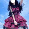 Red Sleeveless Multi-layer Ruffle Bowknot Gothic Lolita Jsk Dress -LolitaInside 571a9c35756aac83339fa9e0d17d01e9