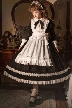Black Lapel Collar Bowknot Long Sleeves Ruffled Sweet Lolita Maid OP Dress (Apron Is Included) 12 Black Lapel Collar Bowknot Long Sleeves Ruffled Sweet Lolita Maid OP Dress (Apron Is Included) -LolitaInside 57e51541101bf89b7ad8a79a23b33aa8 5ccb71fa bc88 4e35 85a3 916cc0ed0ffb