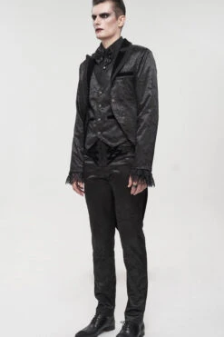 Black Gothic Bright Pattern Printed Decoration Swallowtail Men's Coat -LolitaInside 586a7a203000361cf514b270b06f7bb9