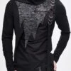 Black Worn Out Cross Shaped Hasp High Collar Asymmetric Hem Men's Punk T-Shirt -LolitaInside 58e53d0355ecd00d36170c764213ae96