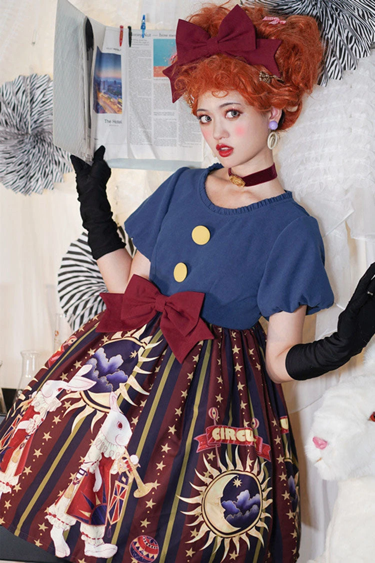 Antique Doll Print Christmas Bowknot Sweet Lolita OP Dress 7 Antique Doll Print Christmas Bowknot Sweet Lolita OP Dress - Image 5