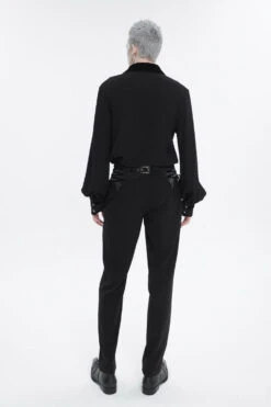 Black Embroidered Chest With Drawstring Strappy Puff Sleeved Men's Gothic Shirt 12 Black Embroidered Chest With Drawstring Strappy Puff Sleeved Men's Gothic Shirt -LolitaInside 59f924bae99a4e8aa042434bb7014f1e