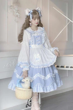 Blue Lapel Collar Bowknot Multi-Layer Ruffled Sweet Lolita JSK Dress 15 Blue Lapel Collar Bowknot Multi-Layer Ruffled Sweet Lolita JSK Dress -LolitaInside 5a9b98c62d8b89672d1425d8ce3d2fe7