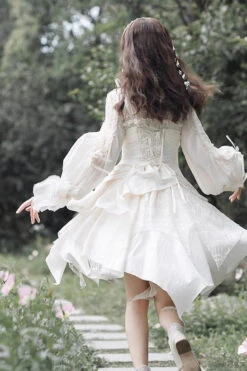 White Multi-layer Bowknot Sweet Elegant Princess Irregular Lolita Dress -LolitaInside 5ac07f511c495f62b2ea1a3a52291712