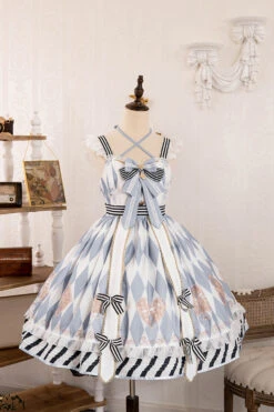 Light Blue Heart Print Bowknot Sweet Princess Alice Lolita Jsk Dress -LolitaInside 5ae9686c2ba058337e68798dc80f030f