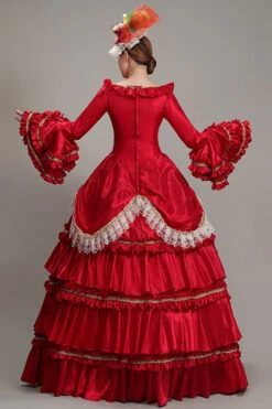 Red Hime Sleeves High Waisted Ruffled Multi-Layer Victorian Lolita Prom Tiered Dress -LolitaInside 5b72f94720c99eba34cc899cabf71205
