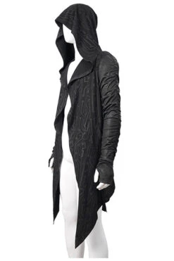 Black Hooded Wrinkled Sleeves Circuit Diagram Print Knit Long Mens Punk Coat -LolitaInside 5bd51b4e7d4633e30de59c1e589ccb09