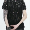 Black Half Hollow Shoulder Tie Design Men's Punk T-Shirt -LolitaInside 5d3f14ad61ec2b52f92b276c22ed49ad